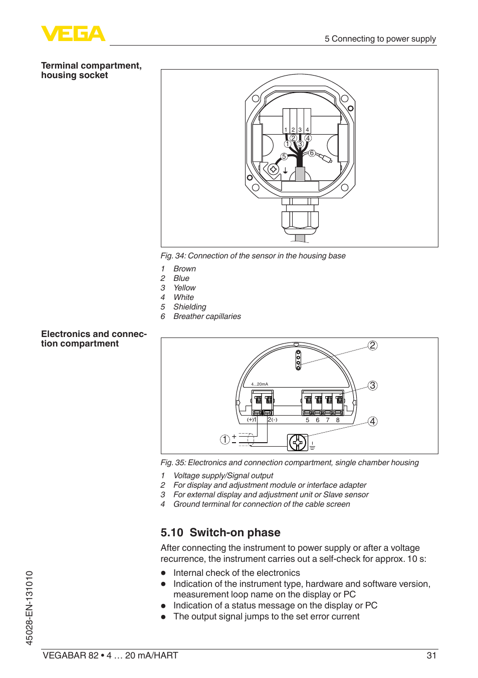 10 switch-on phase | VEGA VEGABAR 82 4 … 20 mA_HART - Operating Instructions User Manual | Page 31 / 88