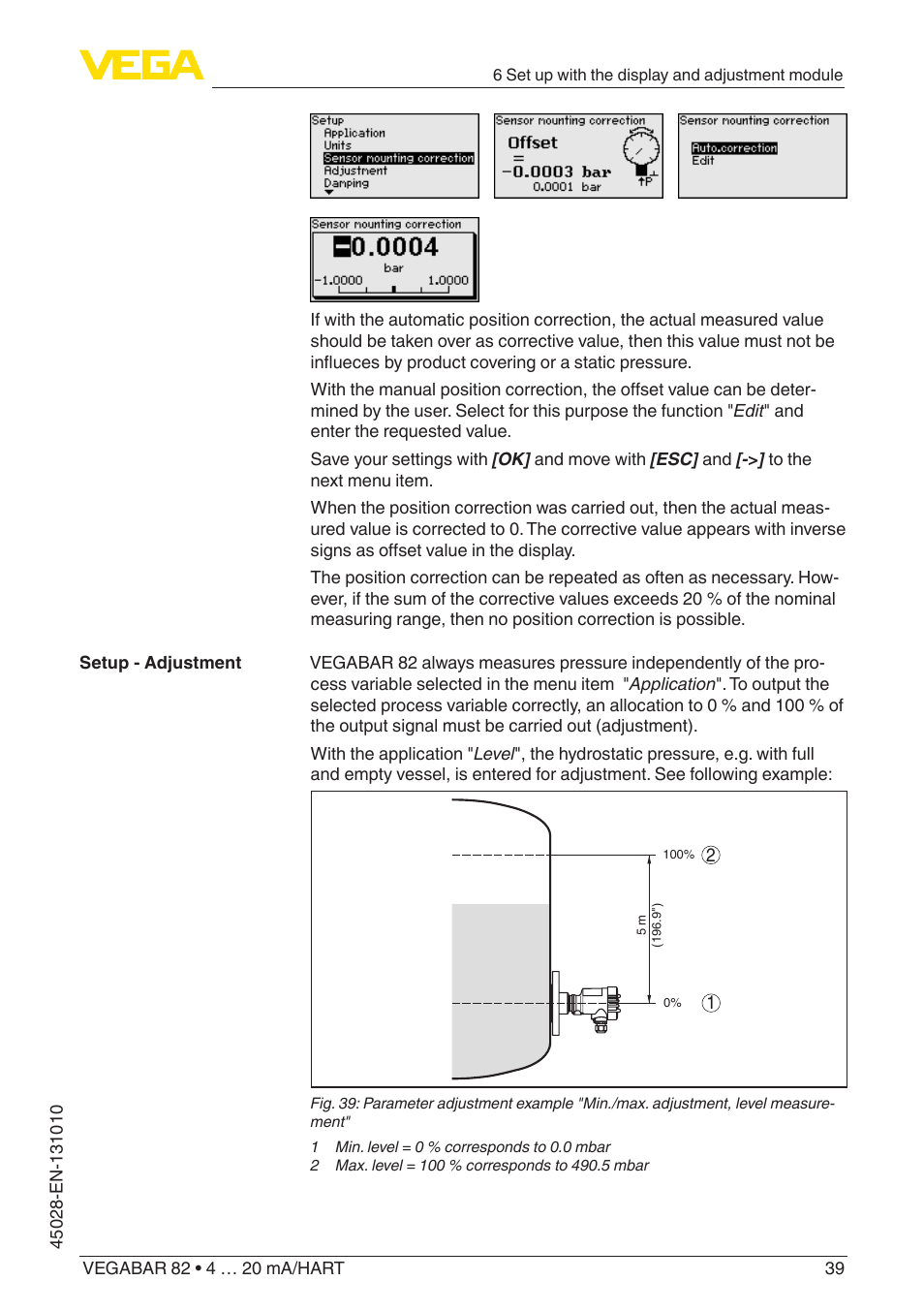 VEGA VEGABAR 82 4 … 20 mA_HART - Operating Instructions User Manual | Page 39 / 88