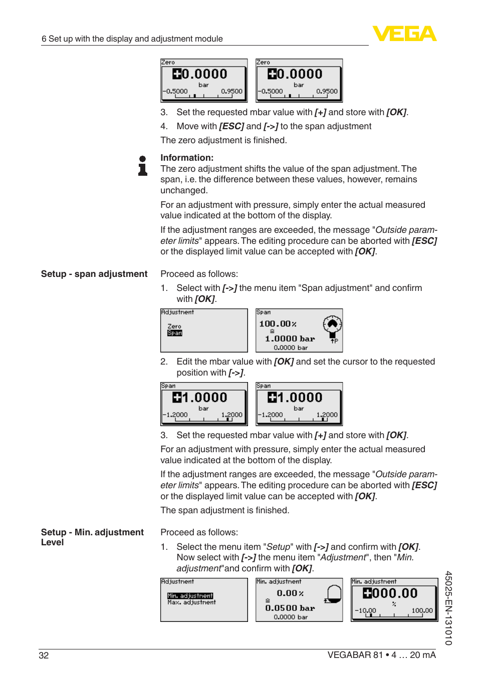 VEGA VEGABAR 81 4 … 20 mA - Operating Instructions User Manual | Page 32 / 76