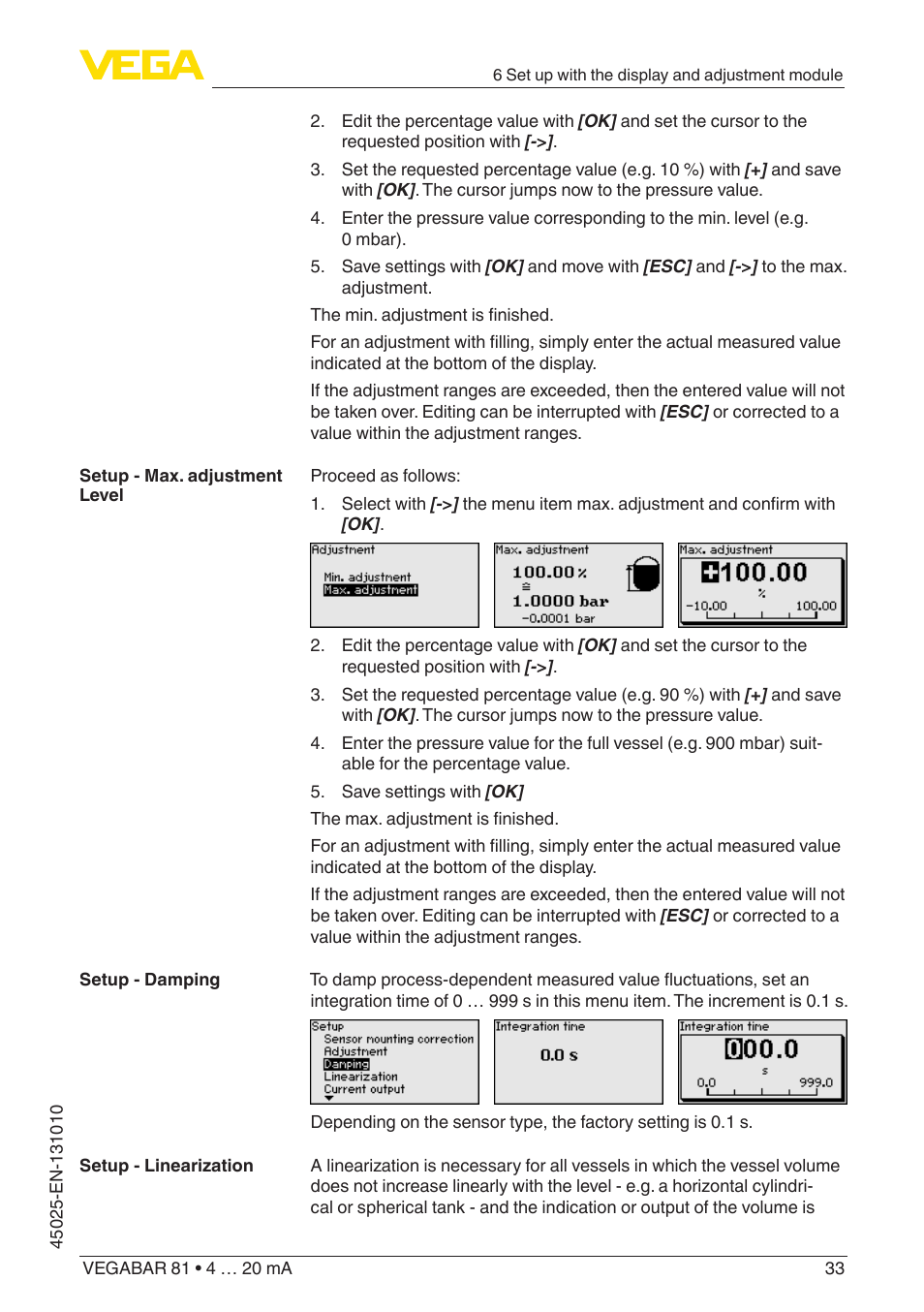 VEGA VEGABAR 81 4 … 20 mA - Operating Instructions User Manual | Page 33 / 76