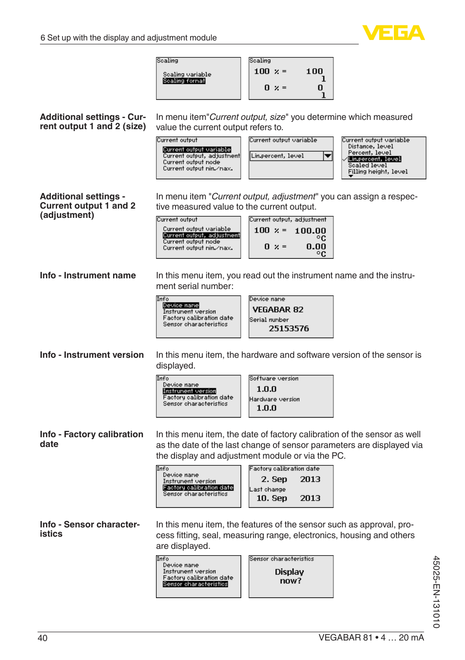 VEGA VEGABAR 81 4 … 20 mA - Operating Instructions User Manual | Page 40 / 76
