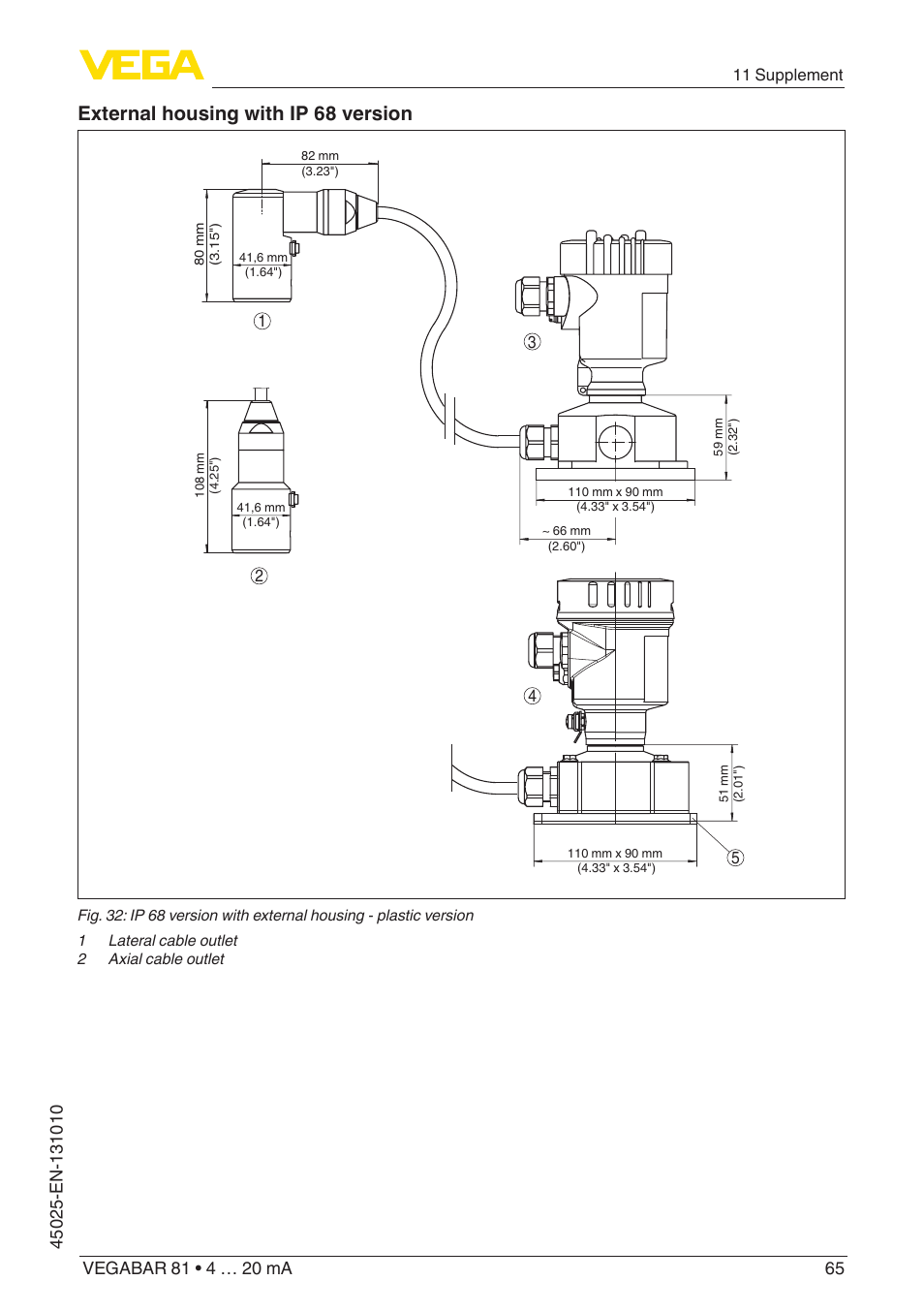 External housing with ip 68 version | VEGA VEGABAR 81 4 … 20 mA - Operating Instructions User Manual | Page 65 / 76