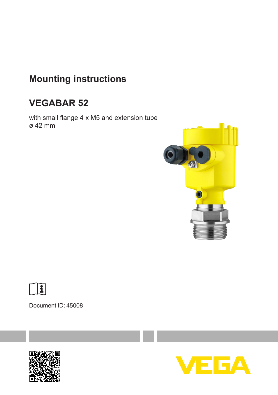 VEGA VEGABAR 52 with small flange 4 x M5 and extension tube ø 42 mm User Manual | 8 pages