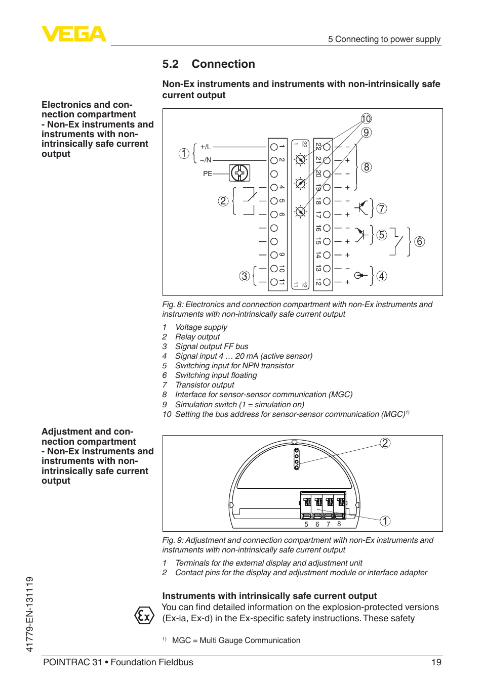 2 connection | VEGA POINTRAC 31 Foundation Fieldbus User Manual | Page 19 / 60