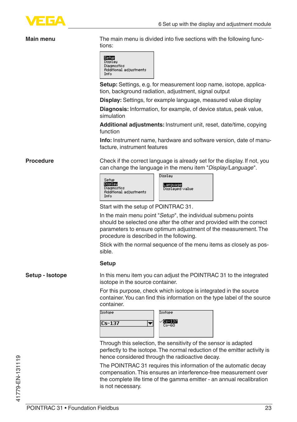 VEGA POINTRAC 31 Foundation Fieldbus User Manual | Page 23 / 60