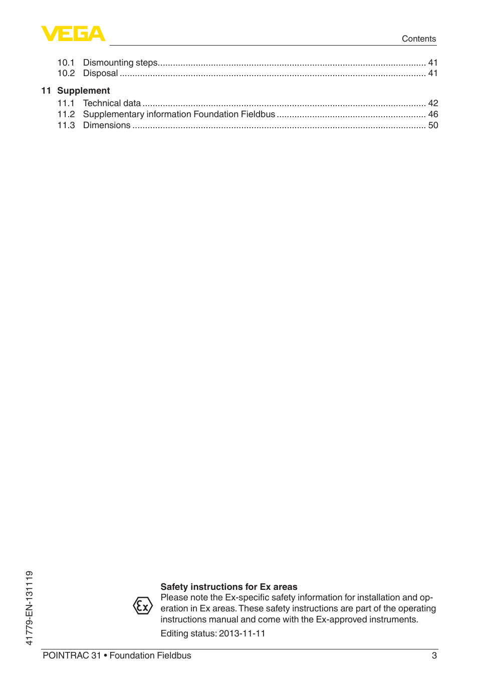 VEGA POINTRAC 31 Foundation Fieldbus User Manual | Page 3 / 60