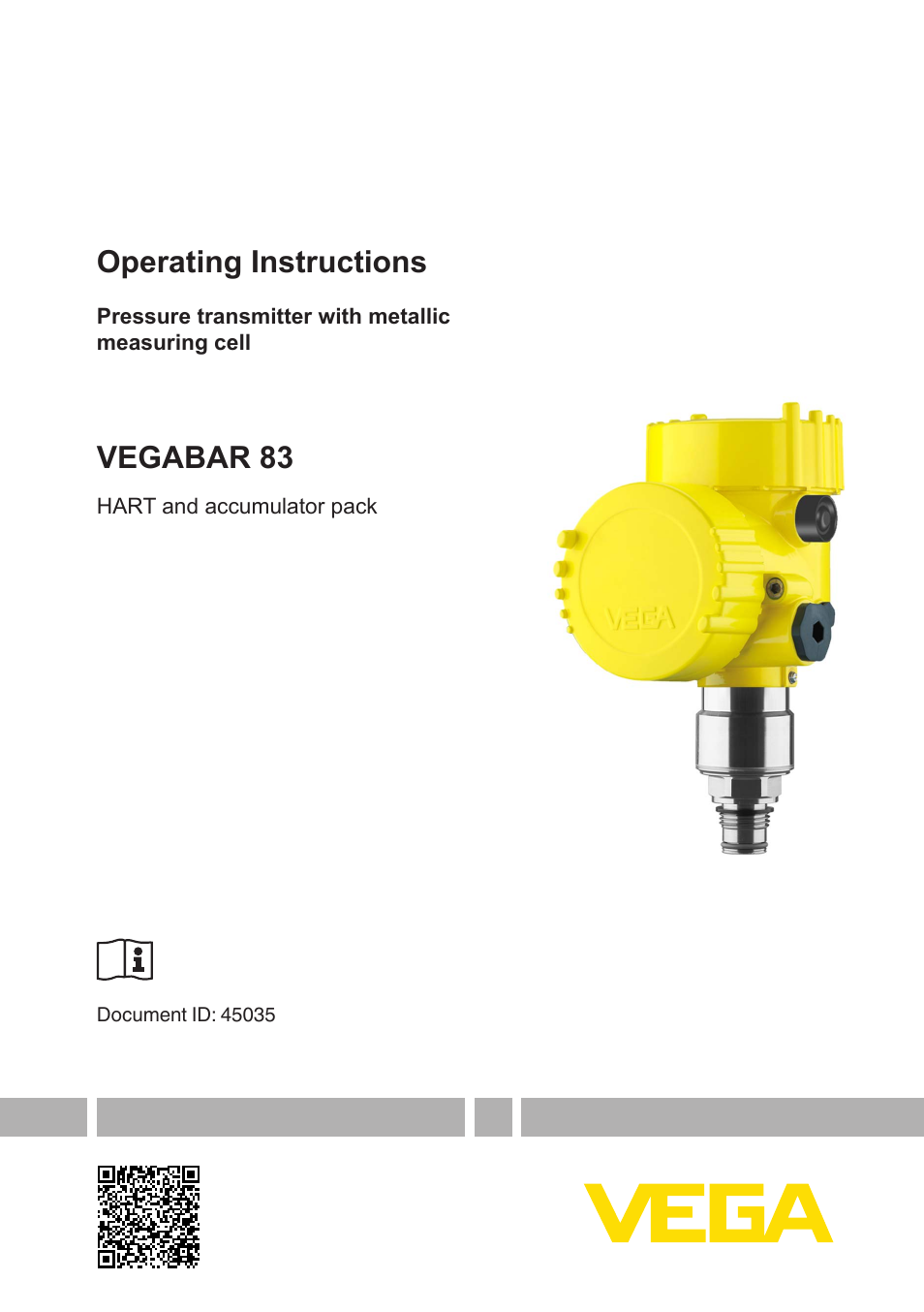 VEGA VEGABAR 83 HART and accumulator pack - Operating Instructions User Manual | 72 pages