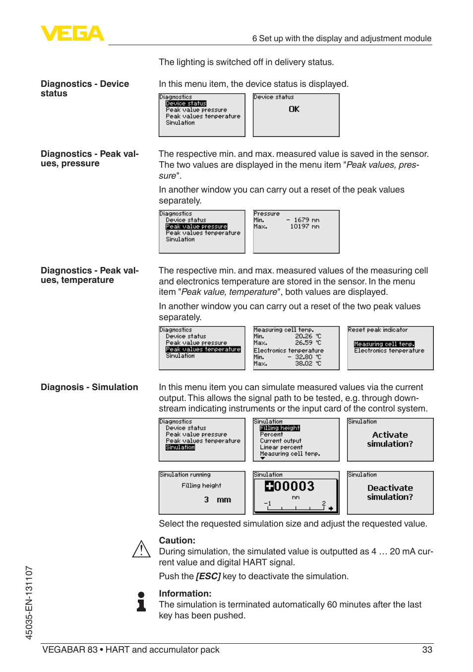 VEGA VEGABAR 83 HART and accumulator pack - Operating Instructions User Manual | Page 33 / 72