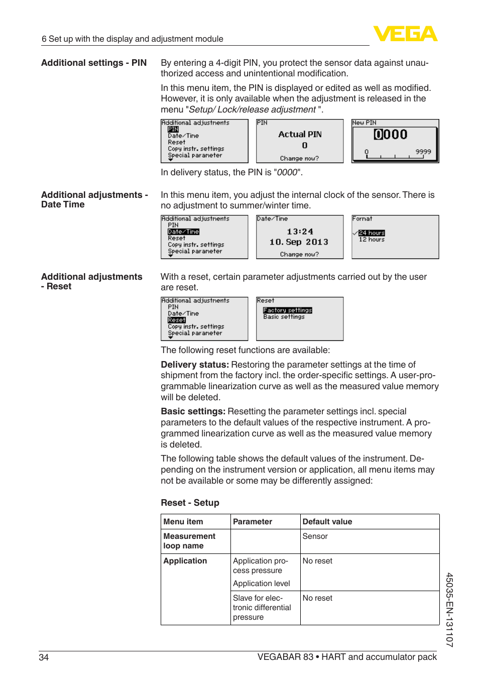 VEGA VEGABAR 83 HART and accumulator pack - Operating Instructions User Manual | Page 34 / 72