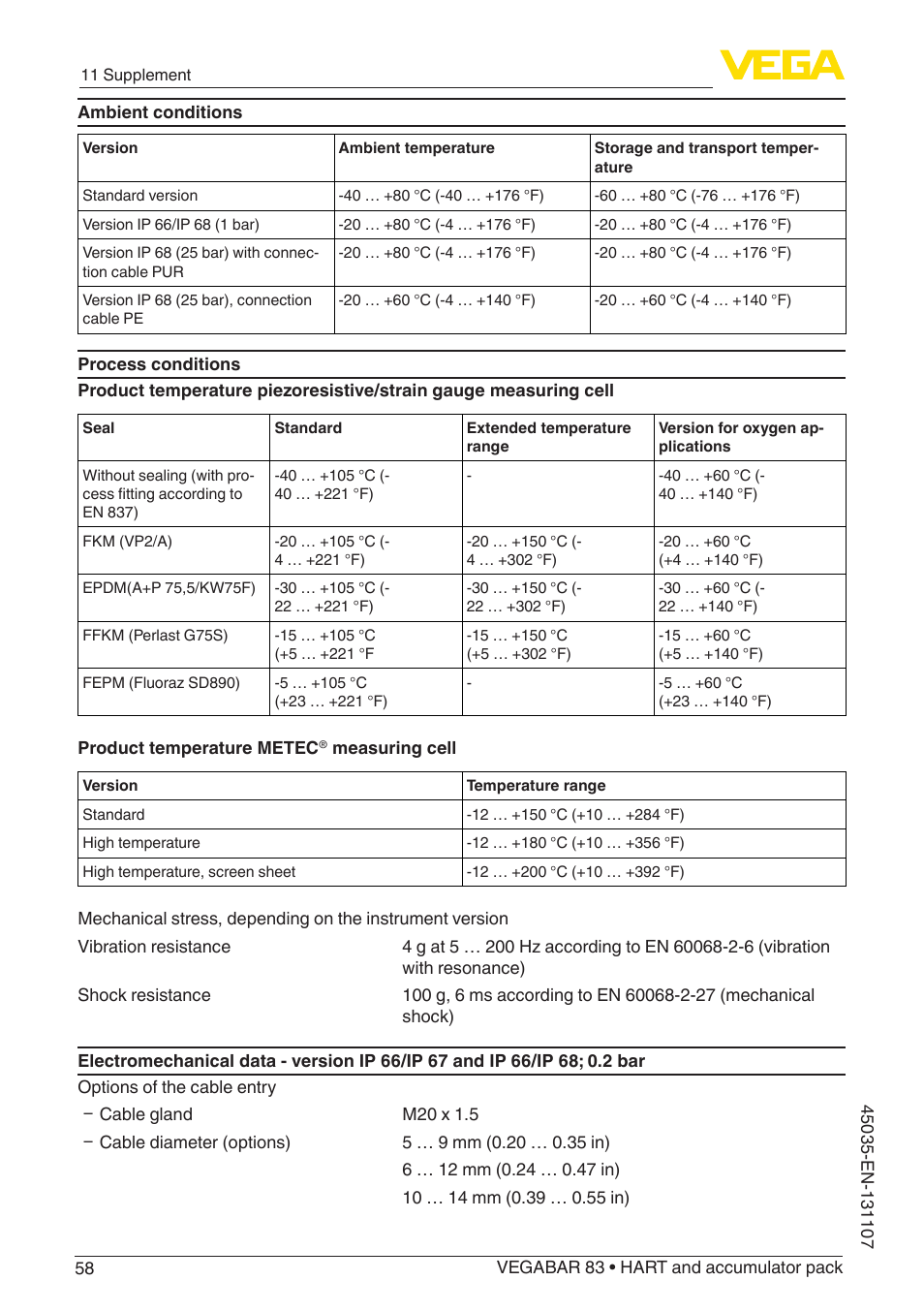 VEGA VEGABAR 83 HART and accumulator pack - Operating Instructions User Manual | Page 58 / 72