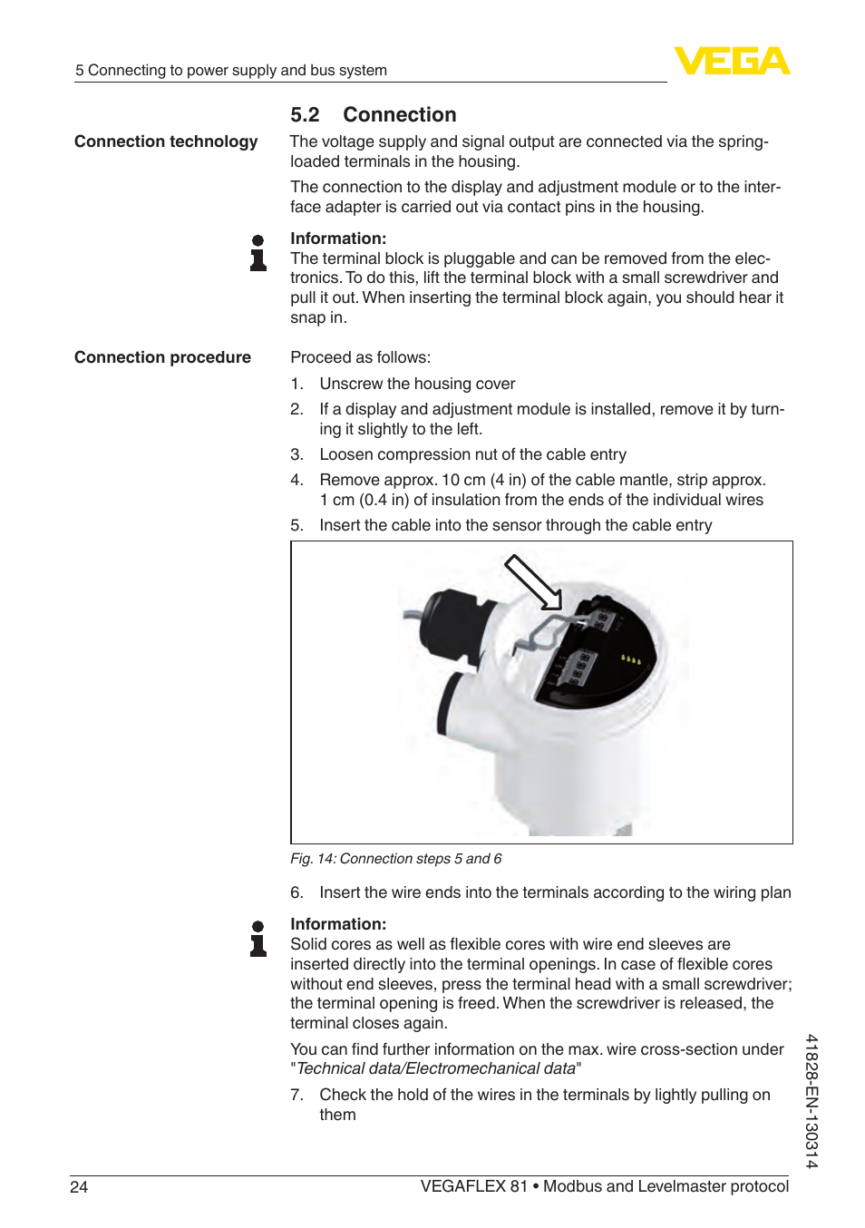 2 connection | VEGA VEGAFLEX 81 Modbus and Levelmaster protocol User Manual | Page 24 / 104