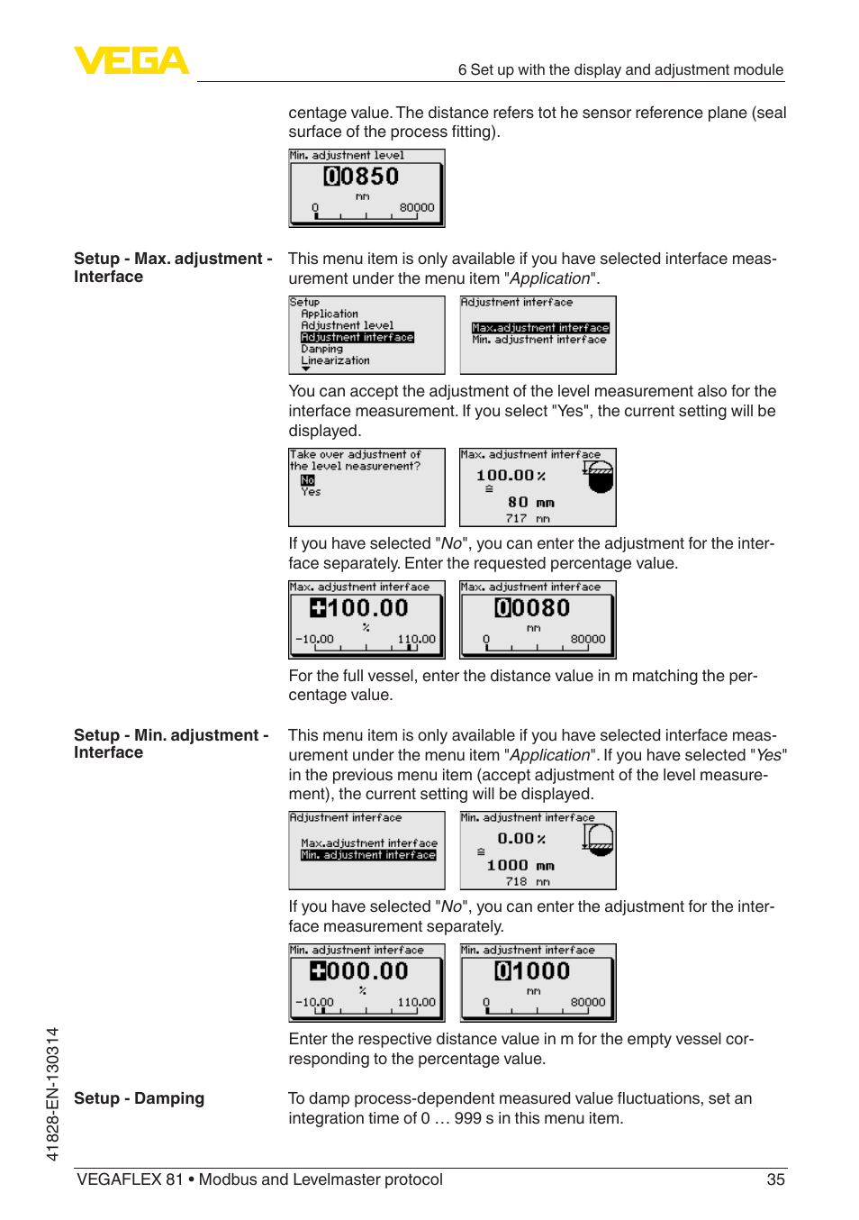 VEGA VEGAFLEX 81 Modbus and Levelmaster protocol User Manual | Page 35 / 104