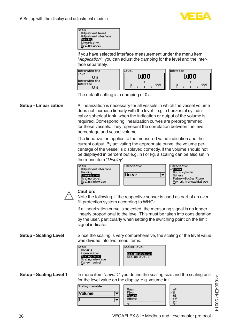 VEGA VEGAFLEX 81 Modbus and Levelmaster protocol User Manual | Page 36 / 104