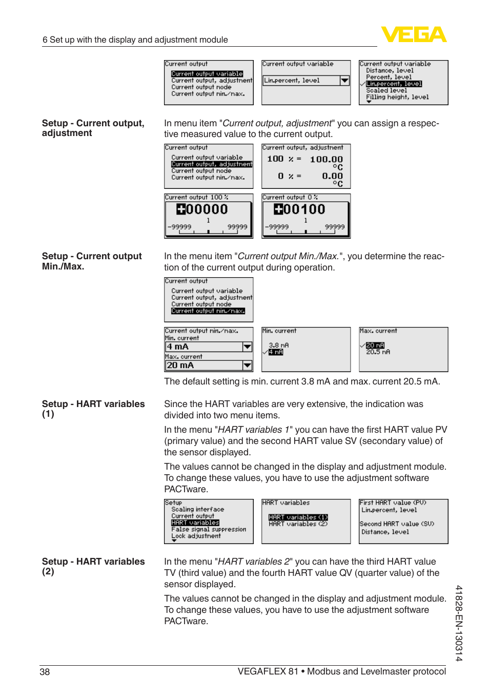 VEGA VEGAFLEX 81 Modbus and Levelmaster protocol User Manual | Page 38 / 104
