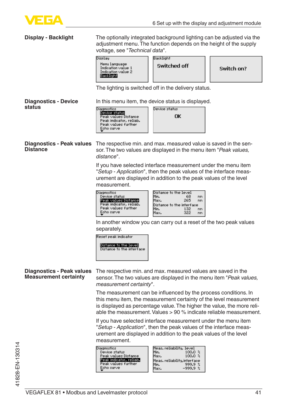 VEGA VEGAFLEX 81 Modbus and Levelmaster protocol User Manual | Page 41 / 104