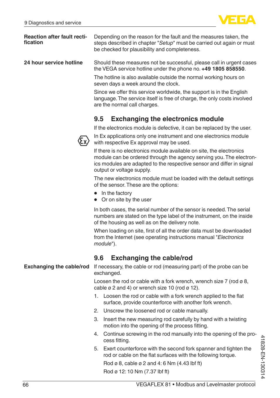 VEGA VEGAFLEX 81 Modbus and Levelmaster protocol User Manual | Page 66 / 104
