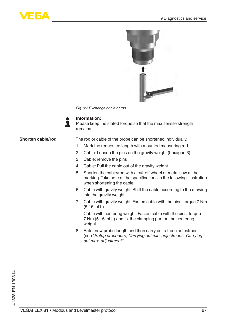 VEGA VEGAFLEX 81 Modbus and Levelmaster protocol User Manual | Page 67 / 104