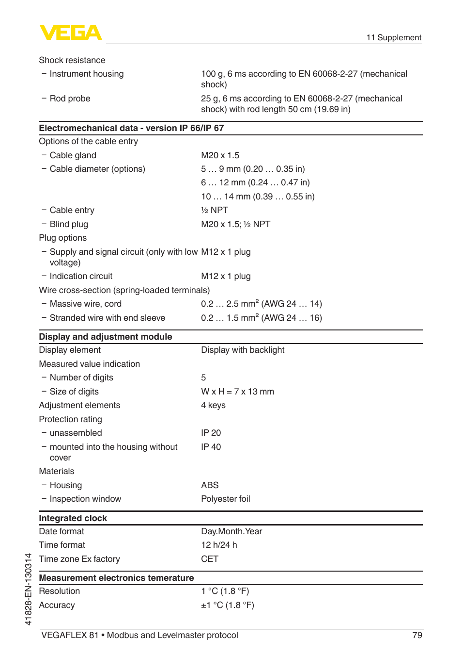 VEGA VEGAFLEX 81 Modbus and Levelmaster protocol User Manual | Page 79 / 104