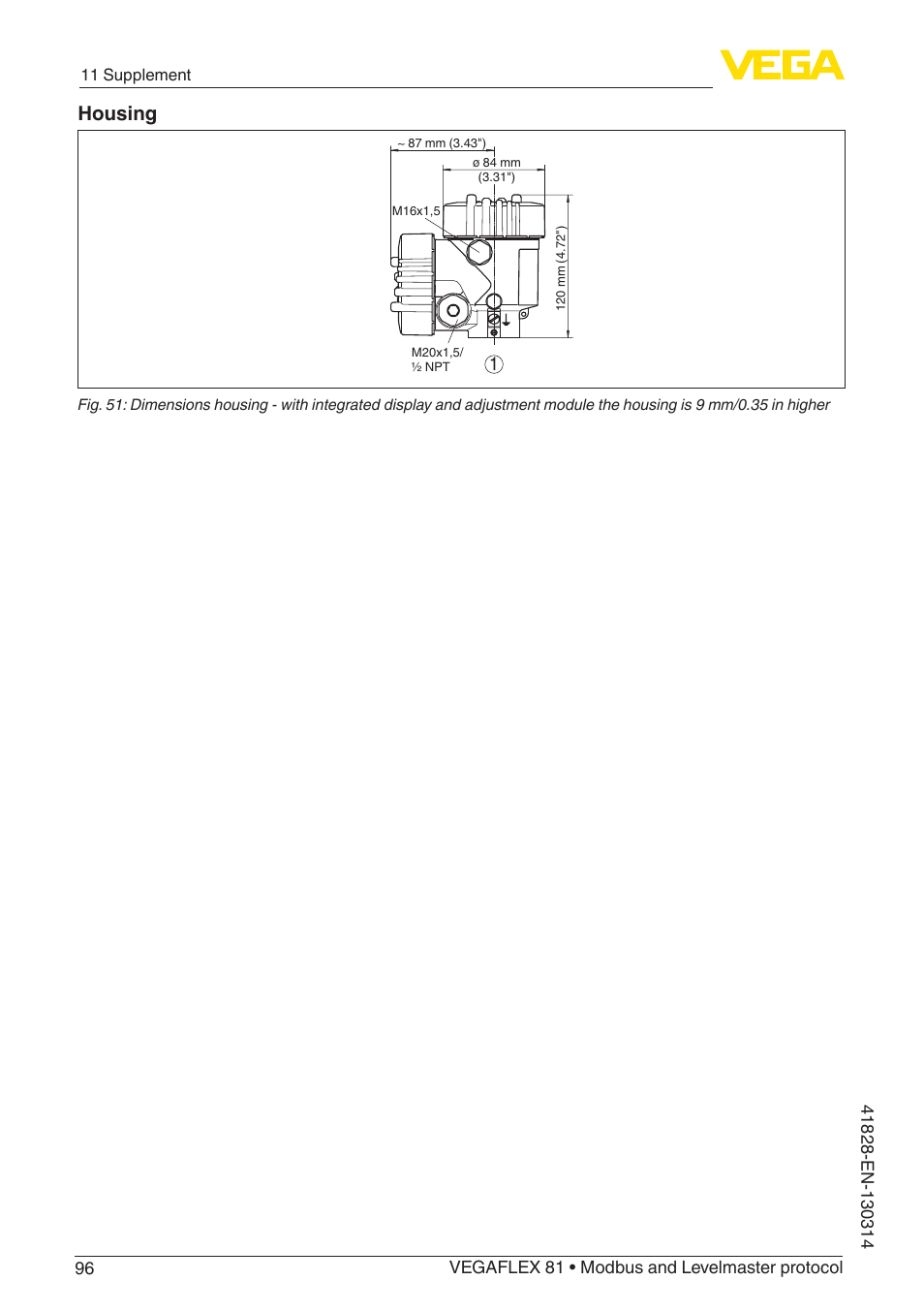 Housing | VEGA VEGAFLEX 81 Modbus and Levelmaster protocol User Manual | Page 96 / 104