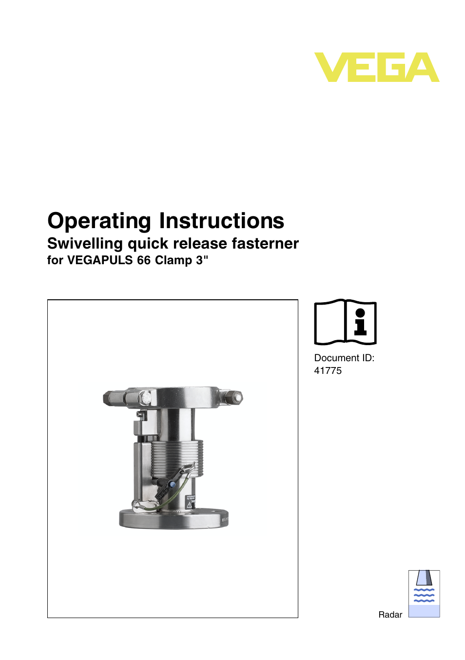 VEGA VEGAPULS 66 Swivelling quick release fasterner (Clamp 3") User Manual | 24 pages