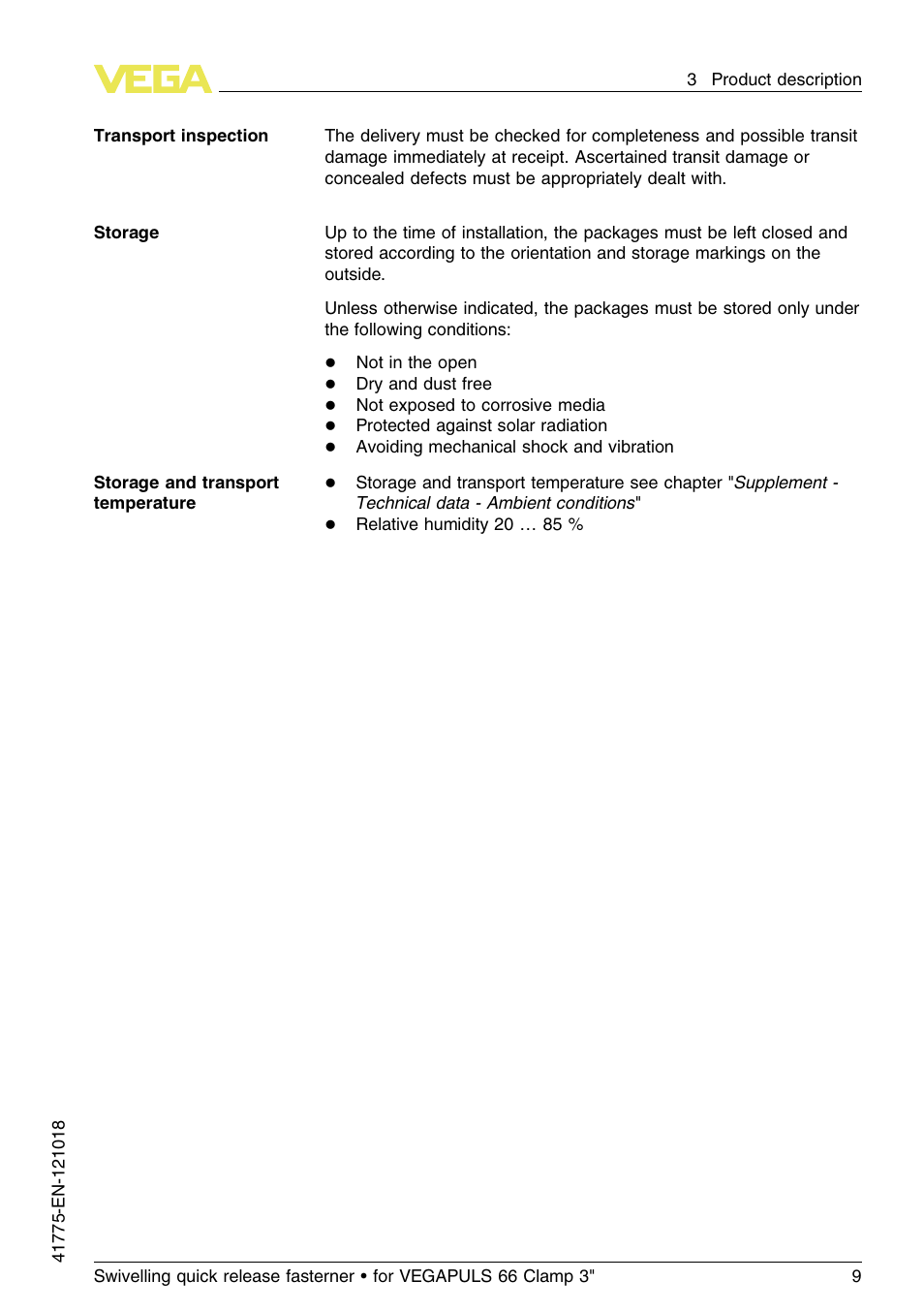 VEGA VEGAPULS 66 Swivelling quick release fasterner (Clamp 3") User Manual | Page 9 / 24
