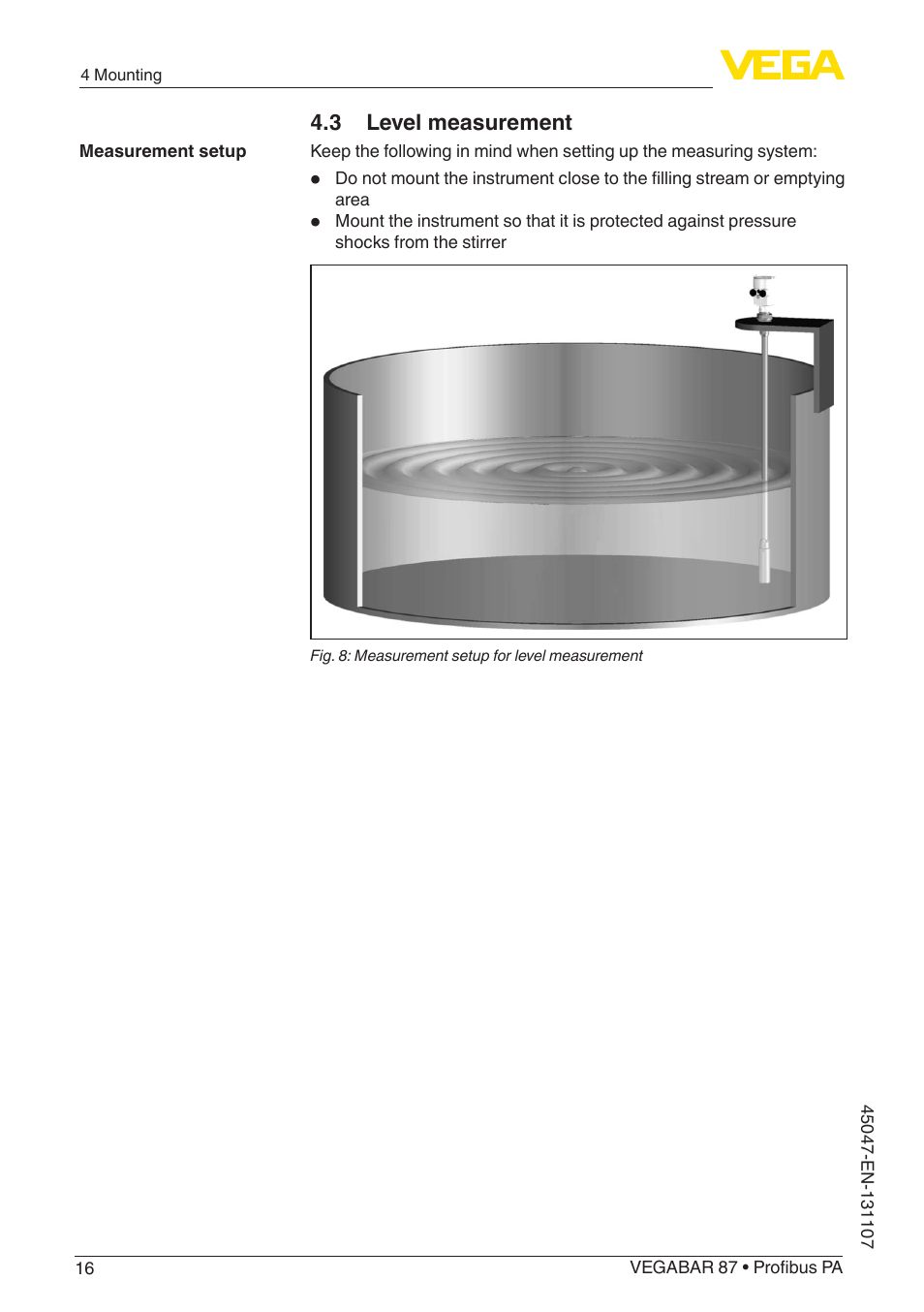 3 level measurement | VEGA VEGABAR 87 Profibus PA - Operating Instructions User Manual | Page 16 / 80
