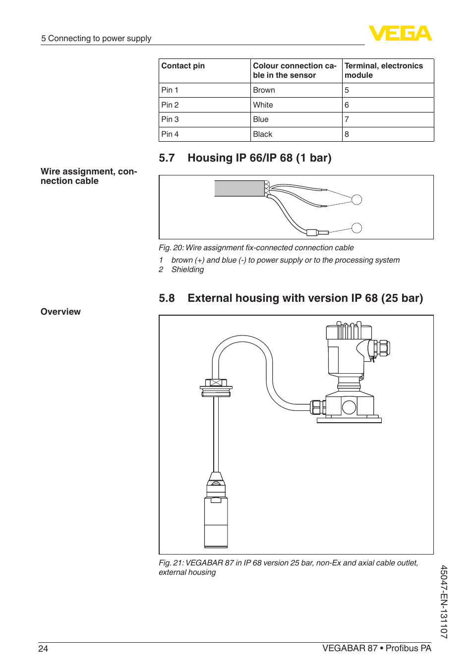 VEGA VEGABAR 87 Profibus PA - Operating Instructions User Manual | Page 24 / 80