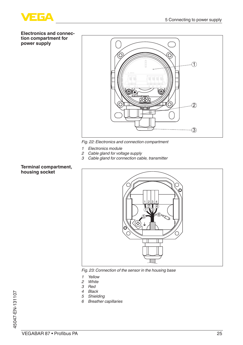 VEGA VEGABAR 87 Profibus PA - Operating Instructions User Manual | Page 25 / 80