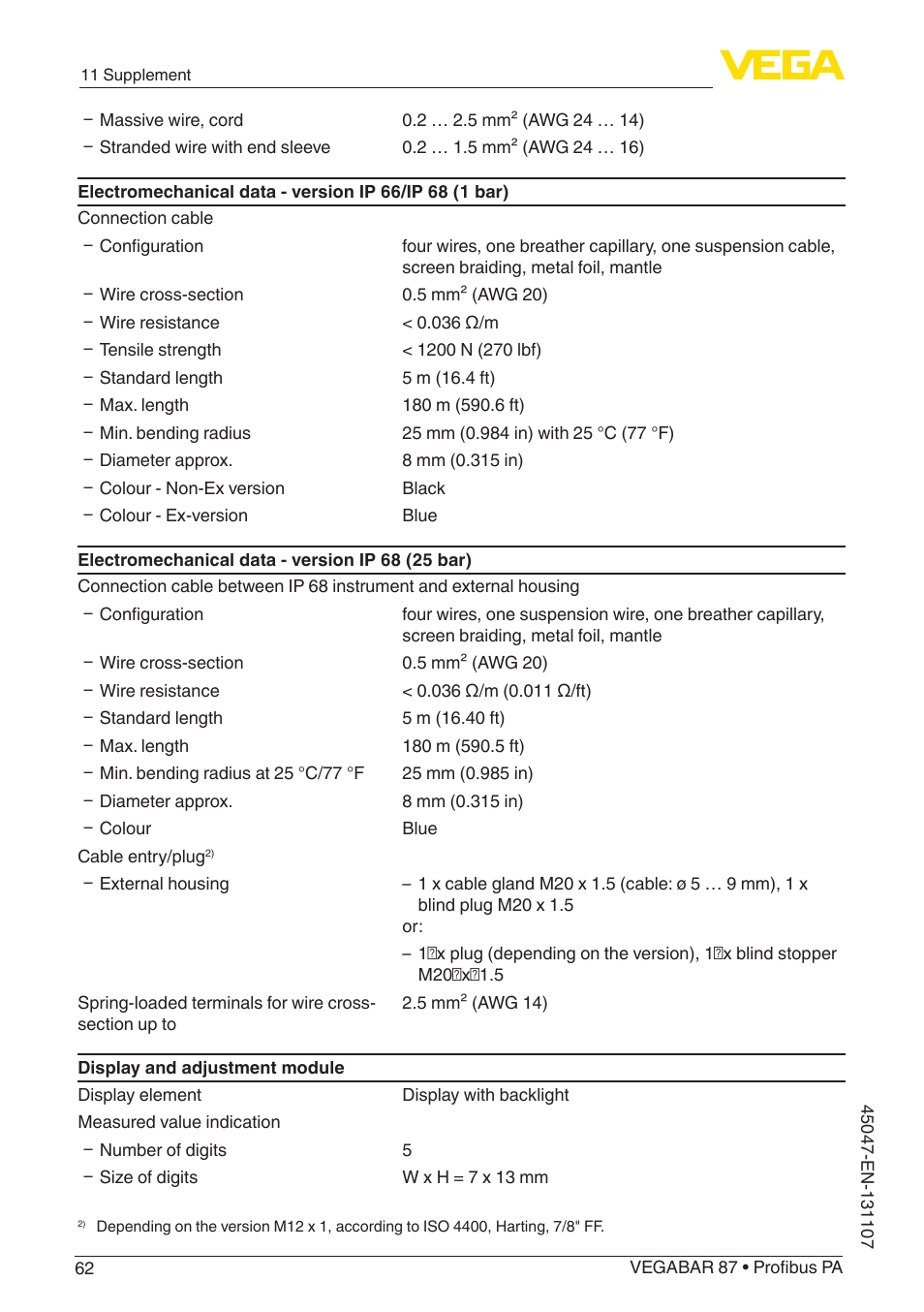 VEGA VEGABAR 87 Profibus PA - Operating Instructions User Manual | Page 62 / 80