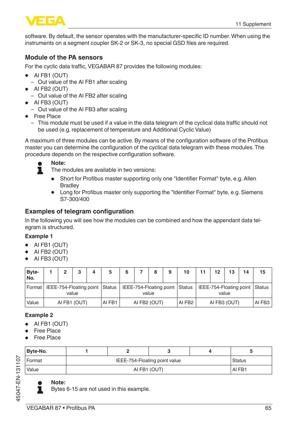 VEGA VEGABAR 87 Profibus PA - Operating Instructions User Manual | Page 65 / 80