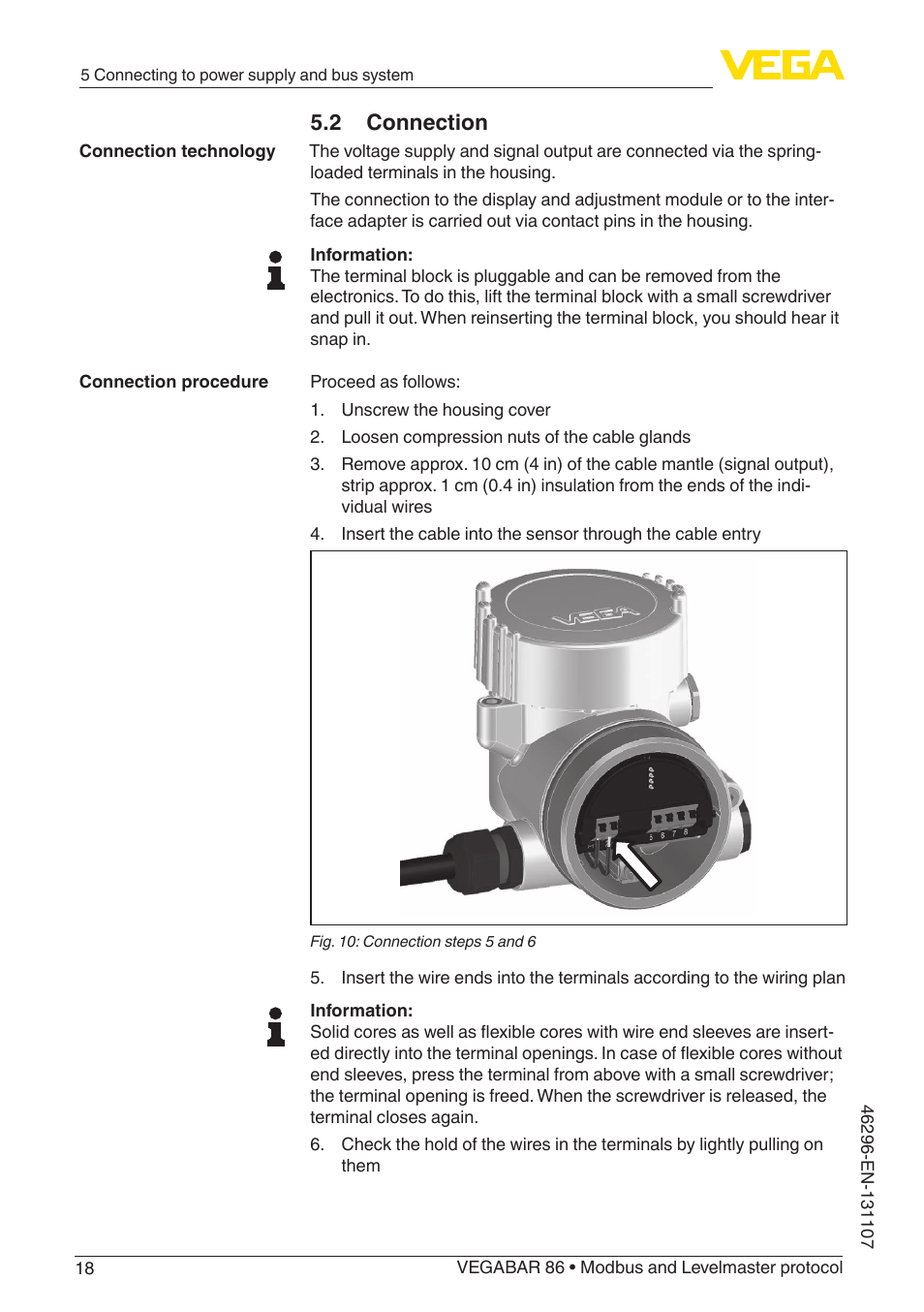 2 connection | VEGA VEGABAR 86 Modbus and Levelmaster protocol - Operating Instructions User Manual | Page 18 / 88