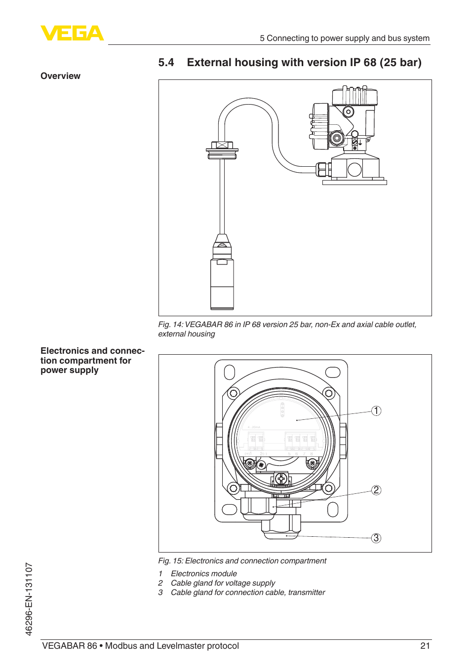 VEGA VEGABAR 86 Modbus and Levelmaster protocol - Operating Instructions User Manual | Page 21 / 88
