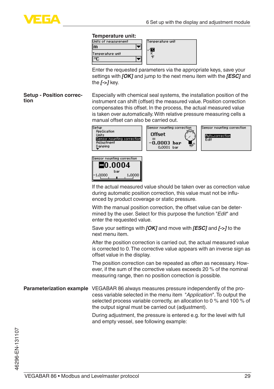 VEGA VEGABAR 86 Modbus and Levelmaster protocol - Operating Instructions User Manual | Page 29 / 88