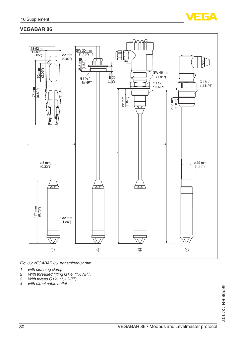 Vegabar 86 | VEGA VEGABAR 86 Modbus and Levelmaster protocol - Operating Instructions User Manual | Page 80 / 88