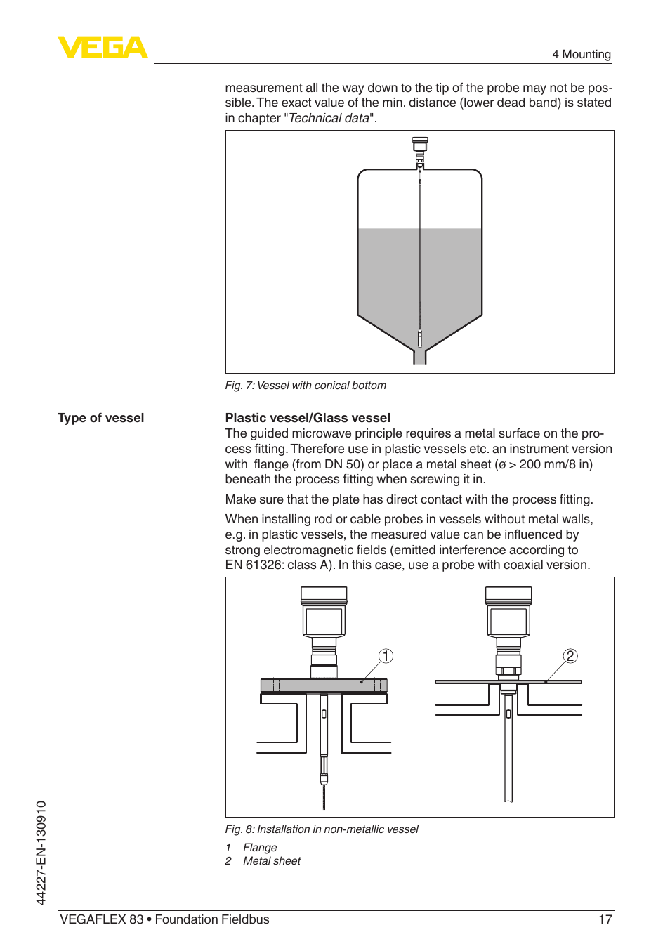 VEGA VEGAFLEX 83 Foundation Fieldbus PFA insulated User Manual | Page 17 / 100