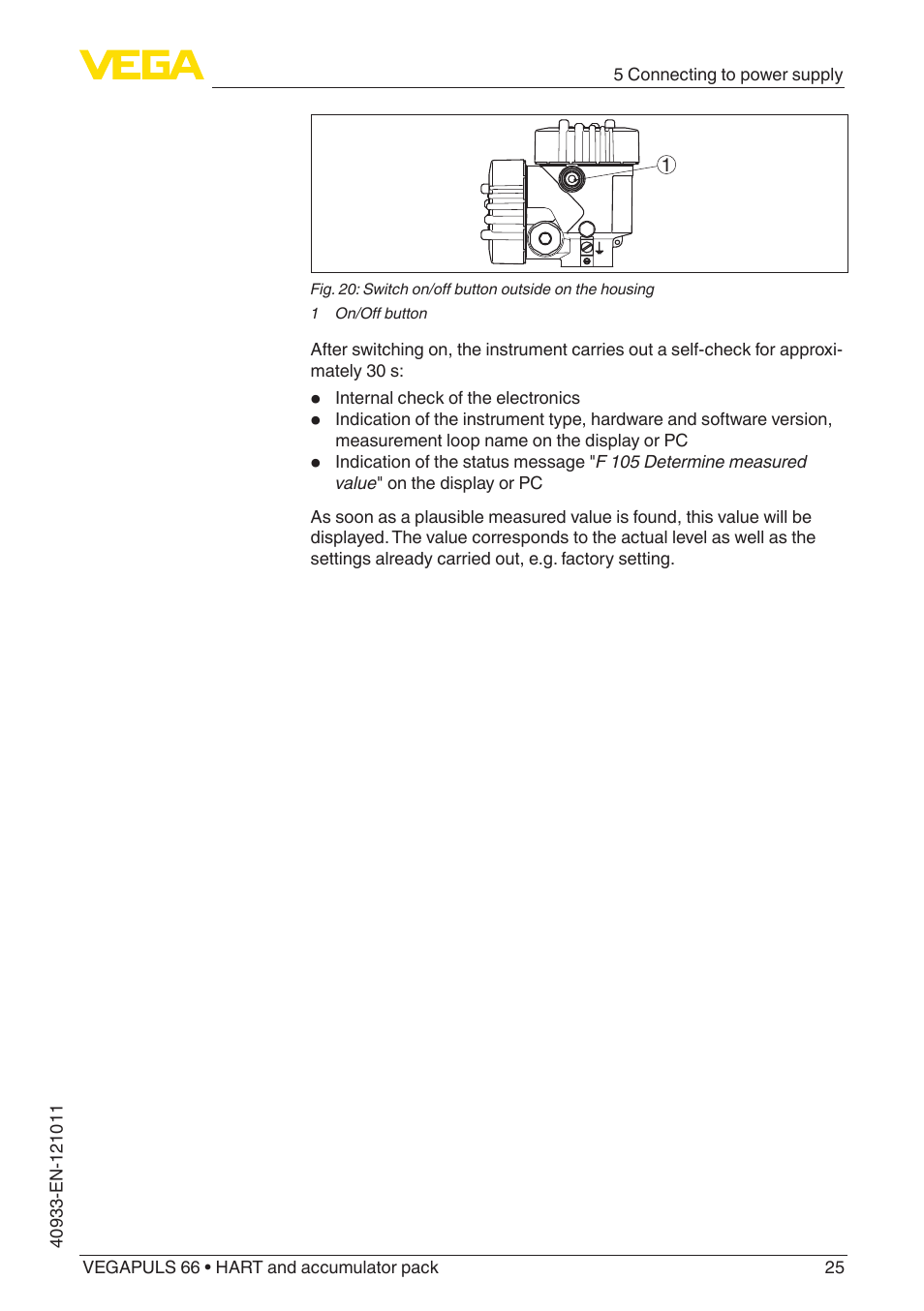 VEGA VEGAPULS 66 (≥ 2.0.0 - ≥ 4.0.0) HART and accumulator pack User Manual | Page 25 / 68