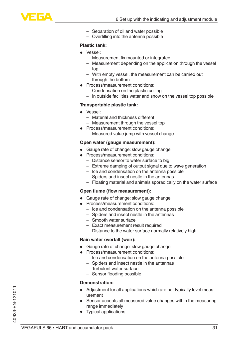 VEGA VEGAPULS 66 (≥ 2.0.0 - ≥ 4.0.0) HART and accumulator pack User Manual | Page 31 / 68