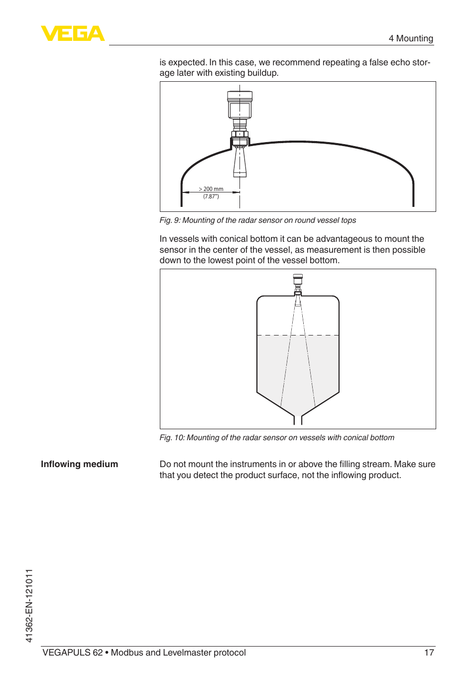 VEGA VEGAPULS 62 (≥ 2.0.0 - ≥ 4.0.0) Modbus and Levelmaster protocol User Manual | Page 17 / 88