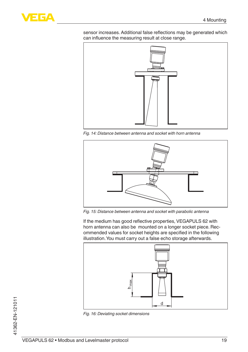 VEGA VEGAPULS 62 (≥ 2.0.0 - ≥ 4.0.0) Modbus and Levelmaster protocol User Manual | Page 19 / 88