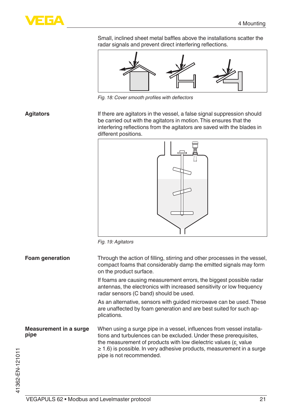 VEGA VEGAPULS 62 (≥ 2.0.0 - ≥ 4.0.0) Modbus and Levelmaster protocol User Manual | Page 21 / 88