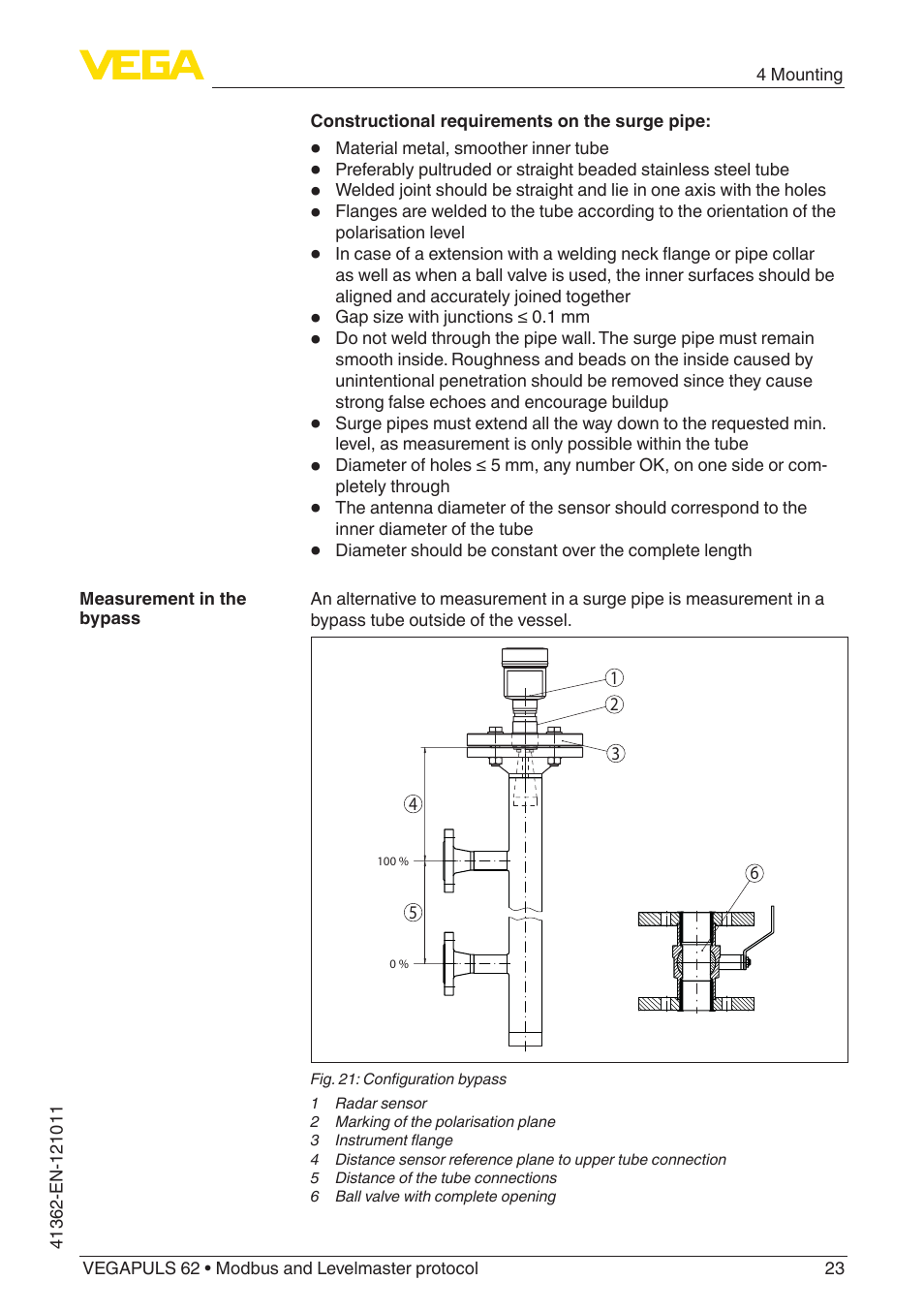 VEGA VEGAPULS 62 (≥ 2.0.0 - ≥ 4.0.0) Modbus and Levelmaster protocol User Manual | Page 23 / 88