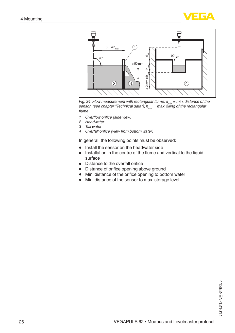 VEGA VEGAPULS 62 (≥ 2.0.0 - ≥ 4.0.0) Modbus and Levelmaster protocol User Manual | Page 26 / 88