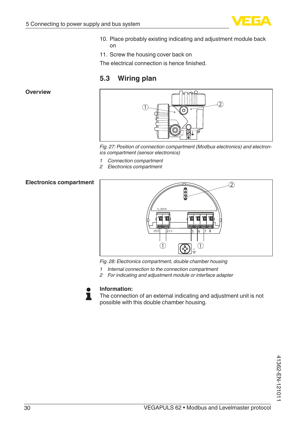 3 wiring plan | VEGA VEGAPULS 62 (≥ 2.0.0 - ≥ 4.0.0) Modbus and Levelmaster protocol User Manual | Page 30 / 88