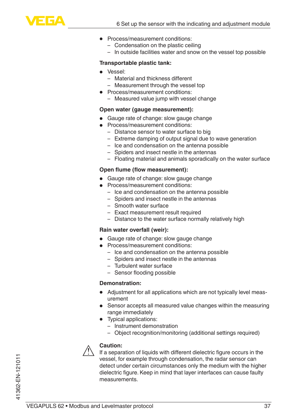 VEGA VEGAPULS 62 (≥ 2.0.0 - ≥ 4.0.0) Modbus and Levelmaster protocol User Manual | Page 37 / 88