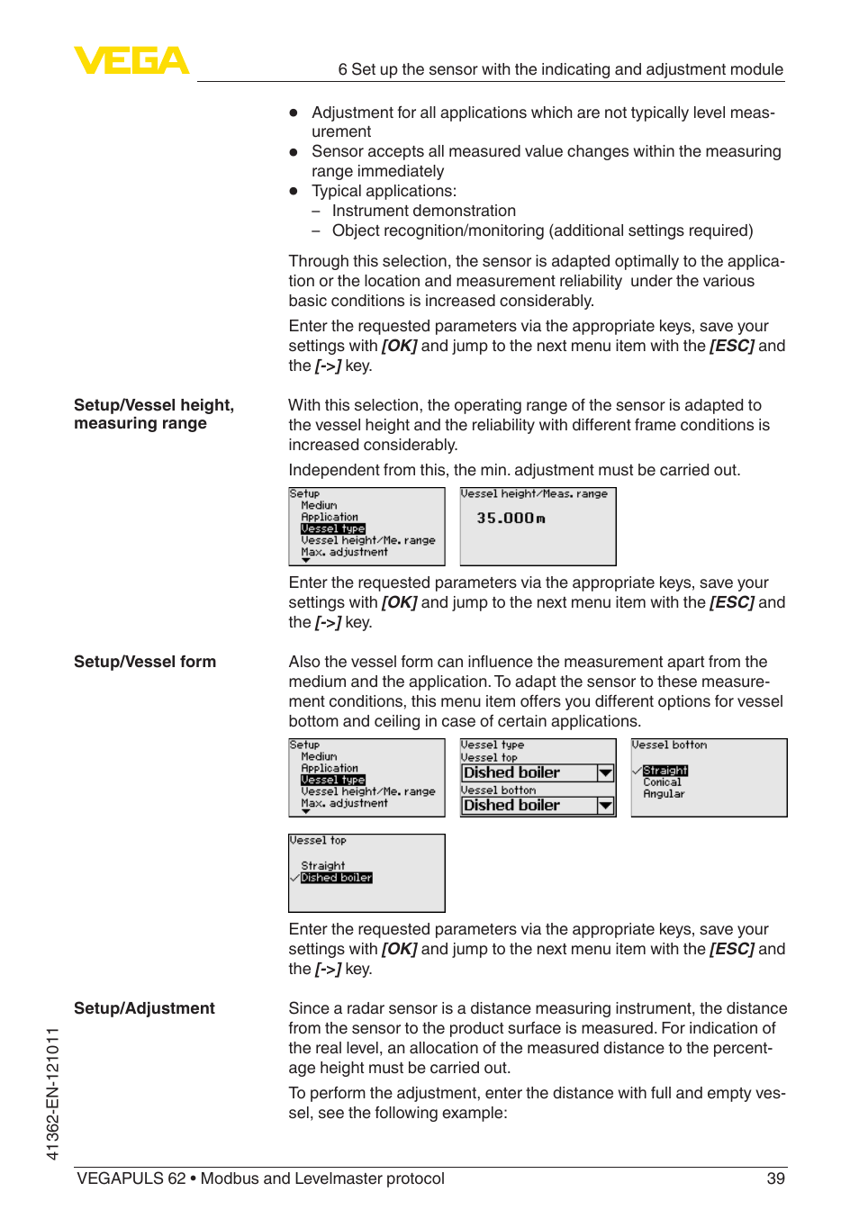 VEGA VEGAPULS 62 (≥ 2.0.0 - ≥ 4.0.0) Modbus and Levelmaster protocol User Manual | Page 39 / 88