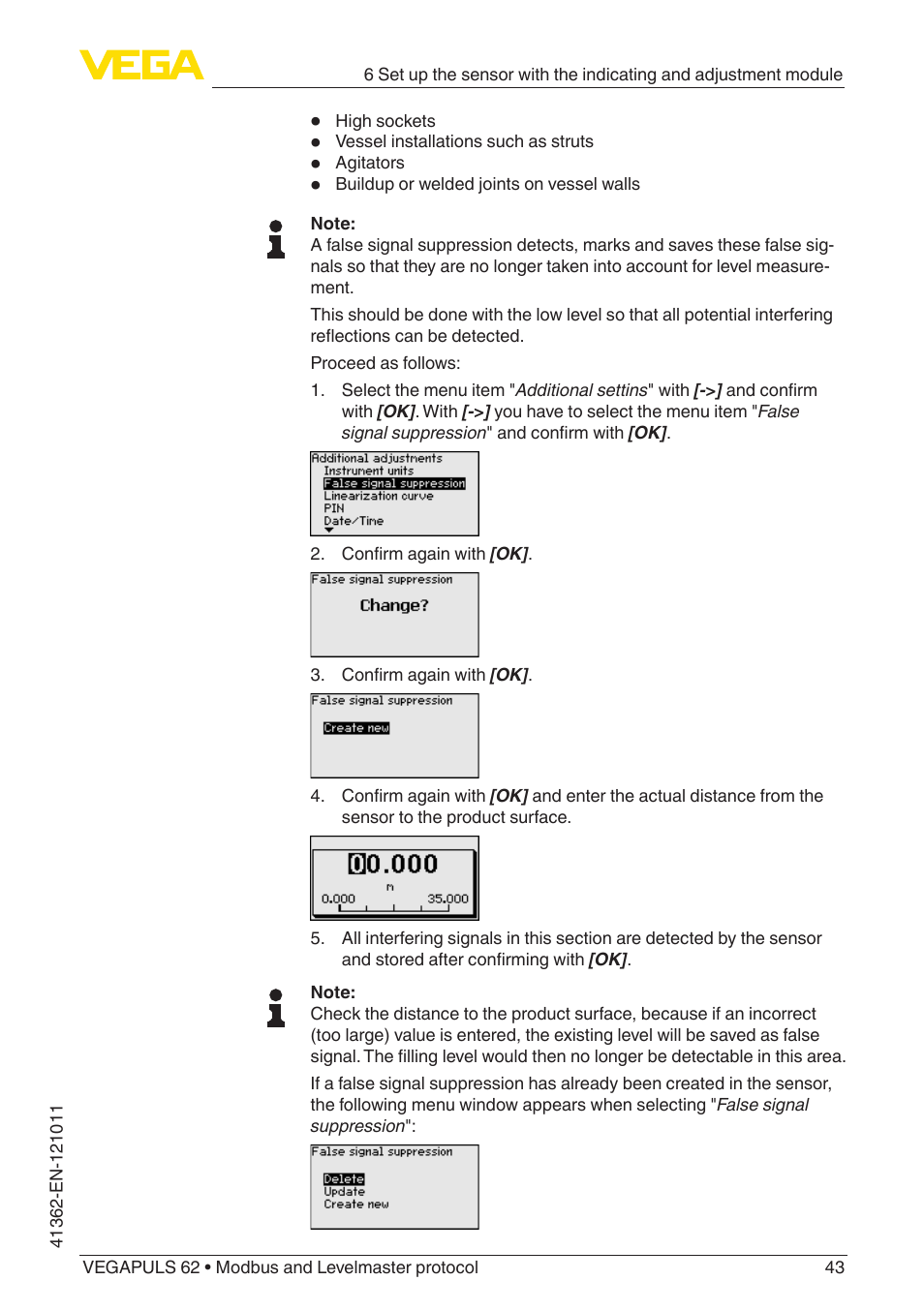 VEGA VEGAPULS 62 (≥ 2.0.0 - ≥ 4.0.0) Modbus and Levelmaster protocol User Manual | Page 43 / 88