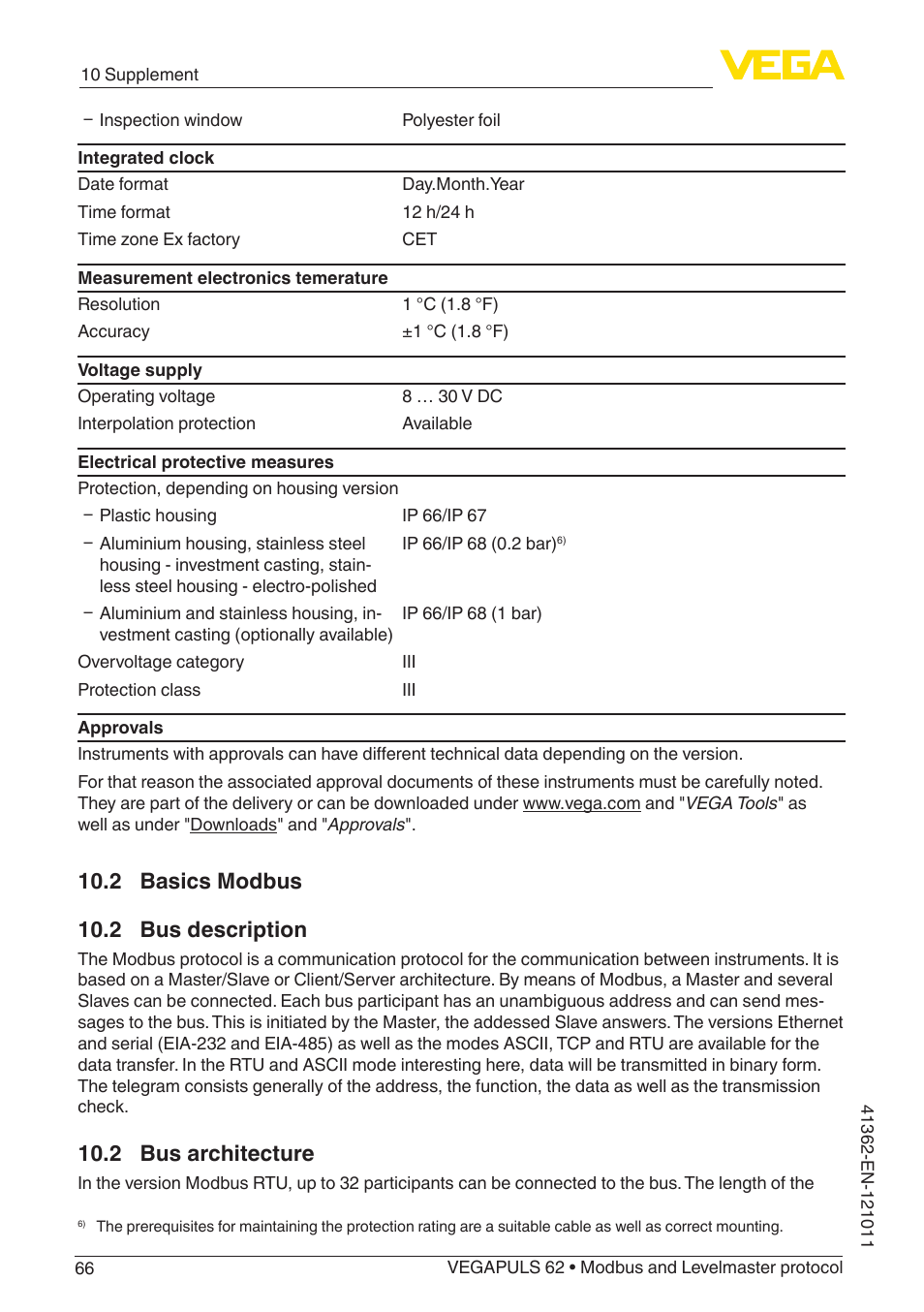 2 basics modbus, 2 bus description, 2 bus architecture | 2 basics modbus 10.2 bus description | VEGA VEGAPULS 62 (≥ 2.0.0 - ≥ 4.0.0) Modbus and Levelmaster protocol User Manual | Page 66 / 88