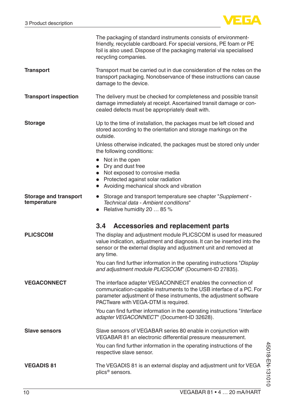 4 accessories and replacement parts | VEGA VEGABAR 81 4 … 20 mA_HART - Operating Instructions User Manual | Page 10 / 84