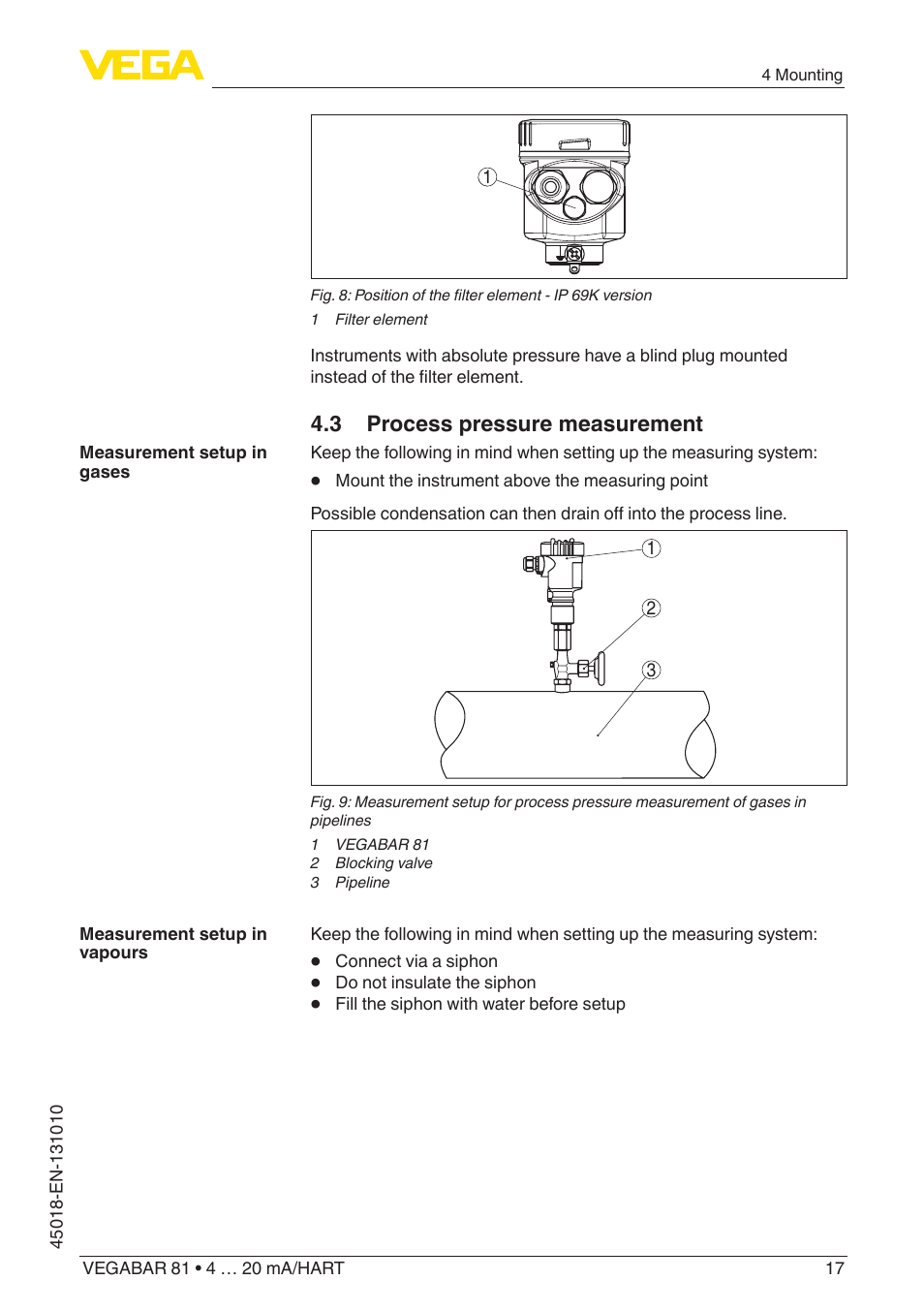 3 process pressure measurement | VEGA VEGABAR 81 4 … 20 mA_HART - Operating Instructions User Manual | Page 17 / 84