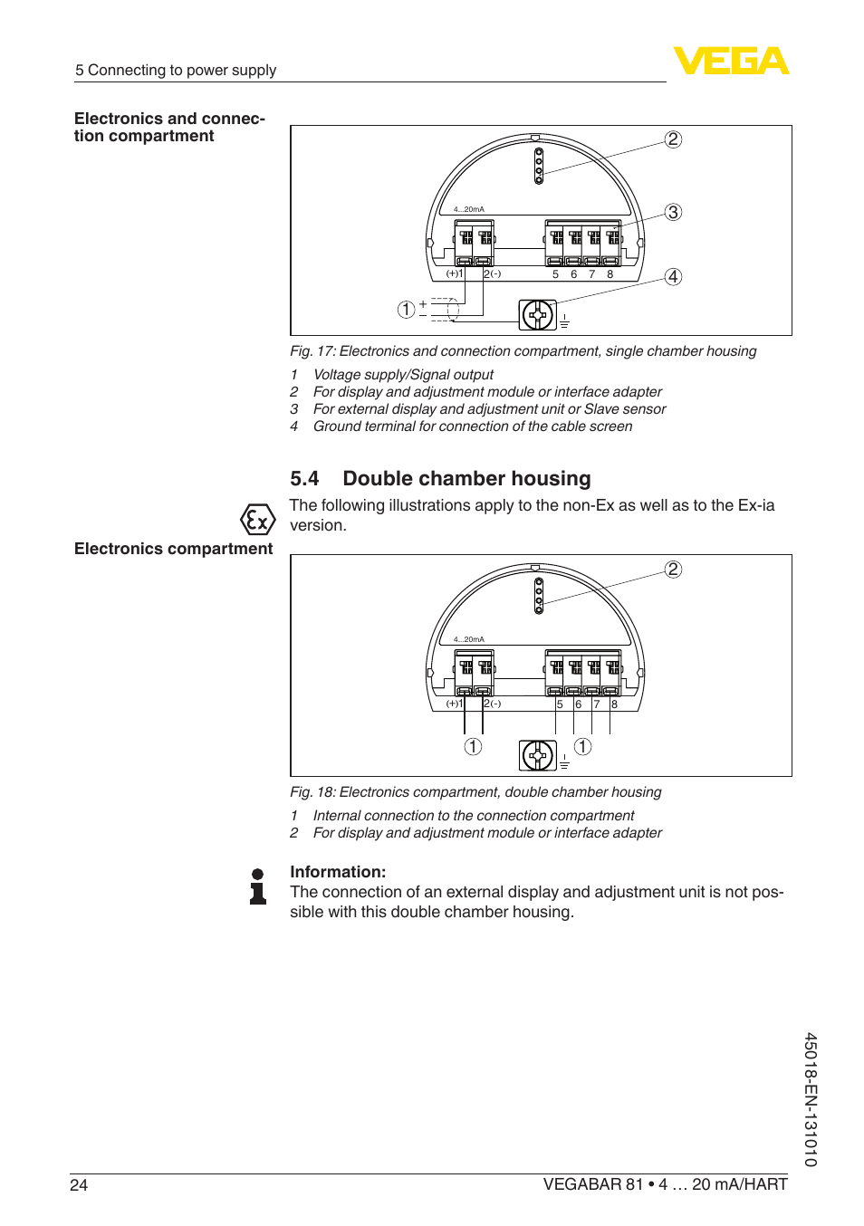 4 double chamber housing | VEGA VEGABAR 81 4 … 20 mA_HART - Operating Instructions User Manual | Page 24 / 84
